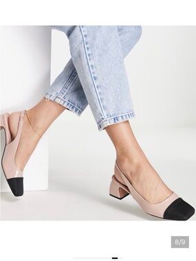 ASOS design Women’s Two-Tone Slingback Flats in Beige and Black